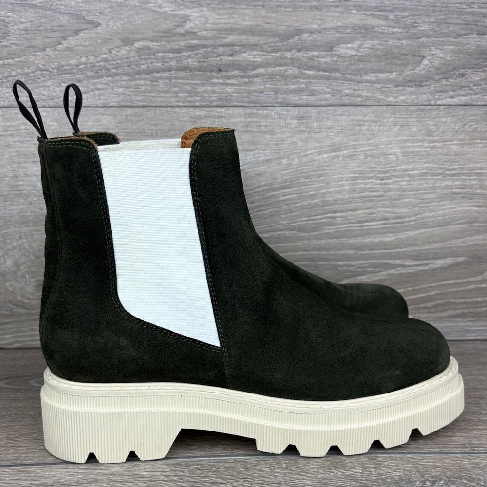 Voile Blanche Tweed 09 Hunter Green Suede Women’s Sz 11/EU 41 Lug Chelsea Boots